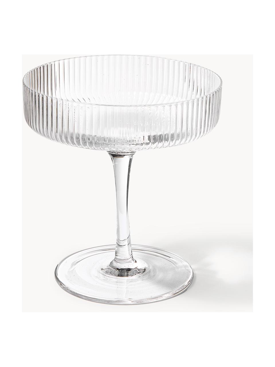 Coupes à champagne striées soufflées bouche Ripple, 2 pièces, Verre, soufflé bouche, Transparent, haute brillance, Ø 11 x haut. 11 cm, 150 ml