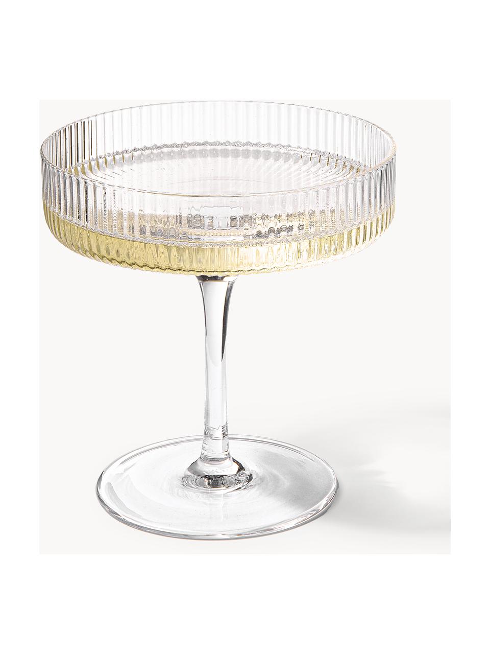 Coupes à champagne striées soufflées bouche Ripple, 2 pièces, Verre, soufflé bouche, Transparent, haute brillance, Ø 11 x haut. 11 cm, 150 ml