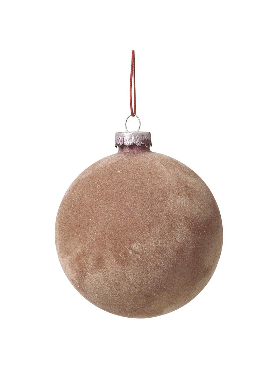 Bola de Navidad de terciopelo Alcan, Ø 8 cm, 3 uds., Beige, Ø 8 cm