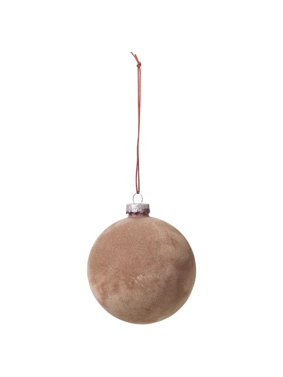 Bola de Navidad de terciopelo Alcan, Ø 8 cm, 3 uds., Beige, Ø 8 cm