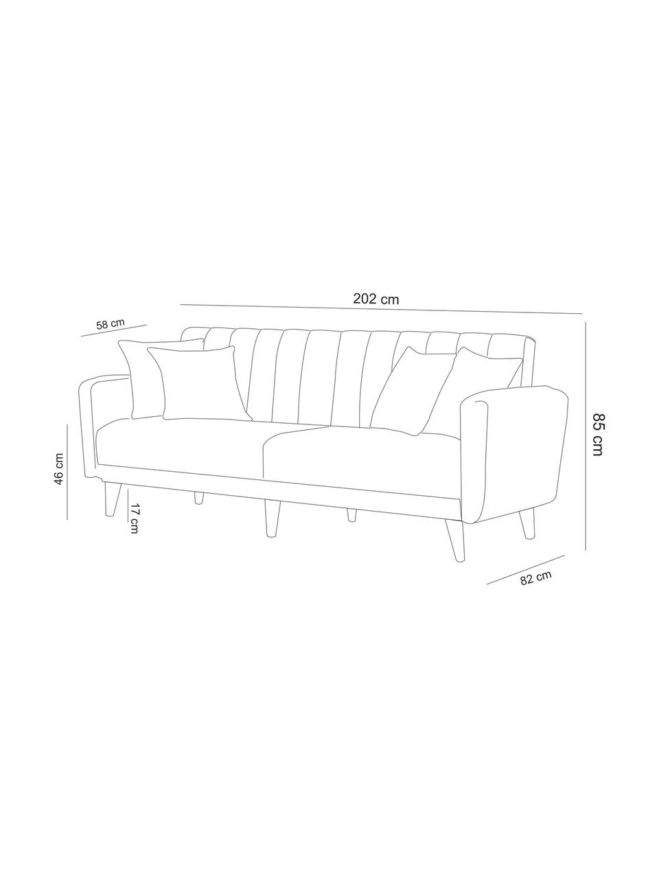 Divano letto 3 posti in lino grigio scuro Aqua, Rivestimento: lino, Struttura: legno di corno, metallo, Grigio scuro, Larg. 202 x Prof. 85 cm