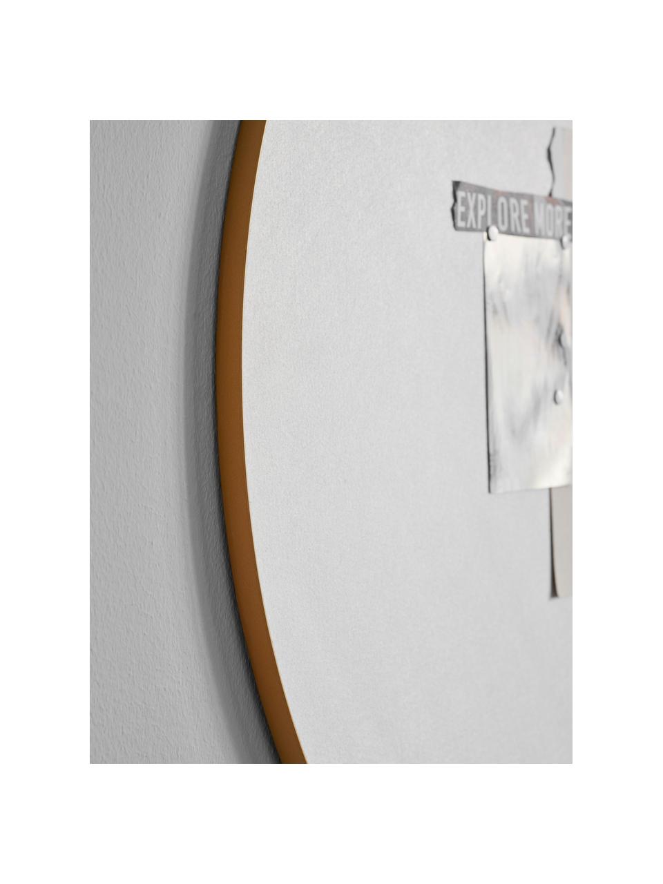 Rond prikbord Retell, Frame: gepoedercoat staal, Wit, goudkleurig, Ø 80 cm