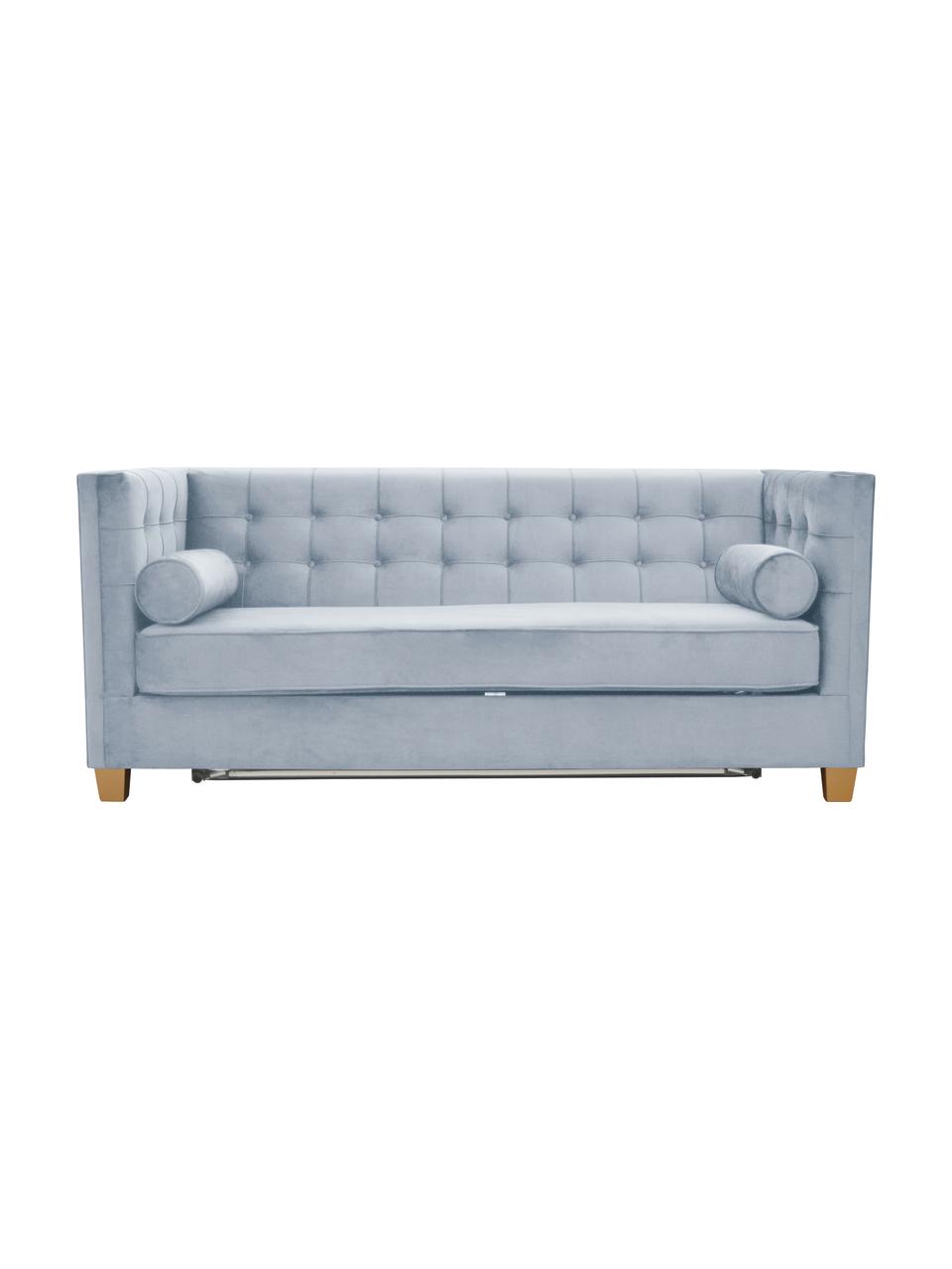 Sofa  z aksamitu z funkcją spania Rosso (2-osobowa), Tapicerka: 100% aksamit poliestrowy, Nogi: drewno lakierowane, Jasny niebieski, S 188 x G 85 cm