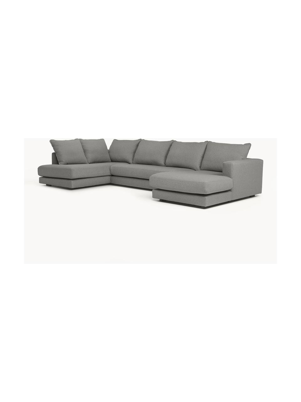 Narożna sofa Tribeca, Tapicerka: 100% poliester Dzięki tka, Stelaż: lite drewno sosnowe, Nogi: lite drewno bukowe, lakie, Taupe tkanina, S 356 x G 195 cm, lewostronna