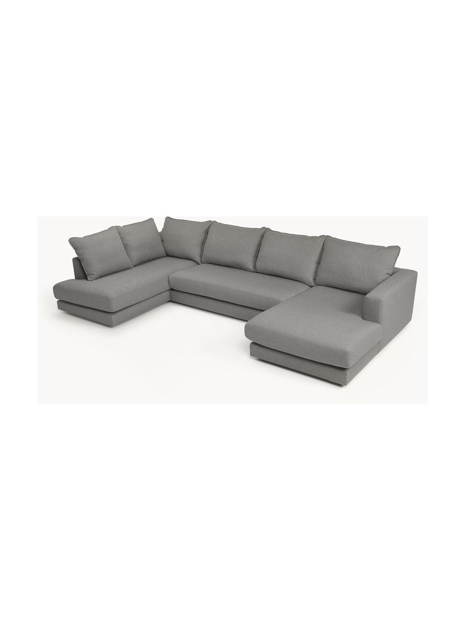 Narożna sofa Tribeca, Tapicerka: 100% poliester Dzięki tka, Stelaż: lite drewno sosnowe, Nogi: lite drewno bukowe, lakie, Taupe tkanina, S 356 x G 195 cm, lewostronna