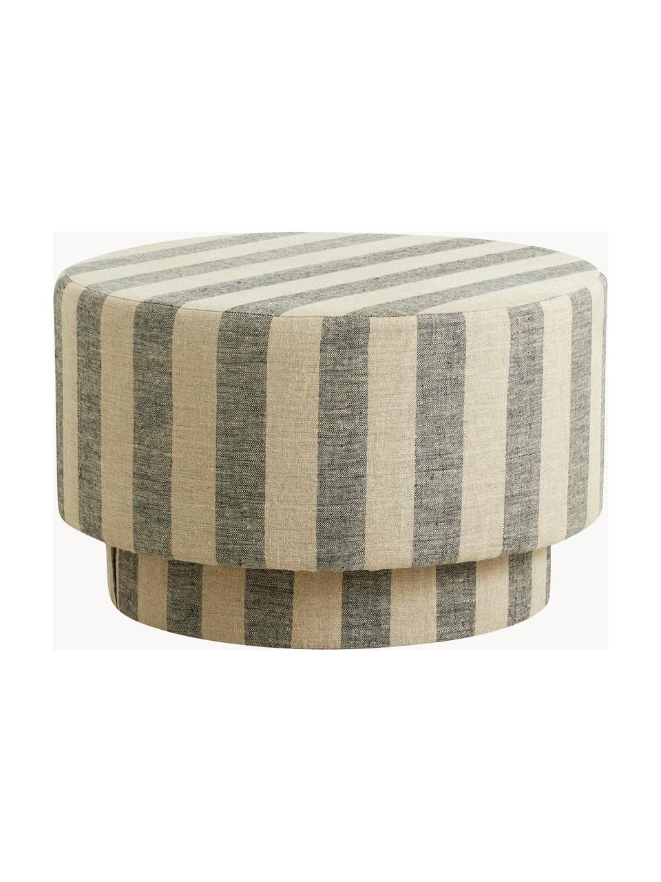 Leinen-Pouf Ladoga, Bezug: 100 % Leinen, Gestell: Mitteldichte Holzfaserpla, Beige, Hellgrau, Ø 68 x H 43 cm