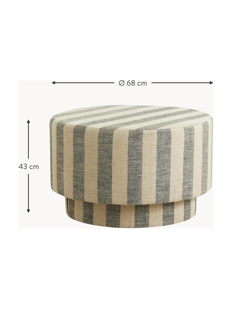 Leinen-Pouf Ladoga, Bezug: 100 % Leinen, Gestell: Mitteldichte Holzfaserpla, Beige, Hellgrau, Ø 68 x H 43 cm