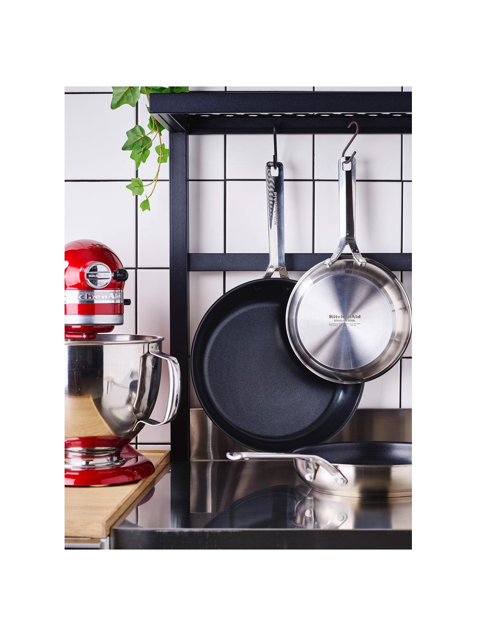 Komplet patelni z powłoką zapobiegającą przywieraniu KitchenAid, 2 elem., Stal szlachetna, Odcienie srebrnego, czarny, Komplet z różnymi rozmiarami