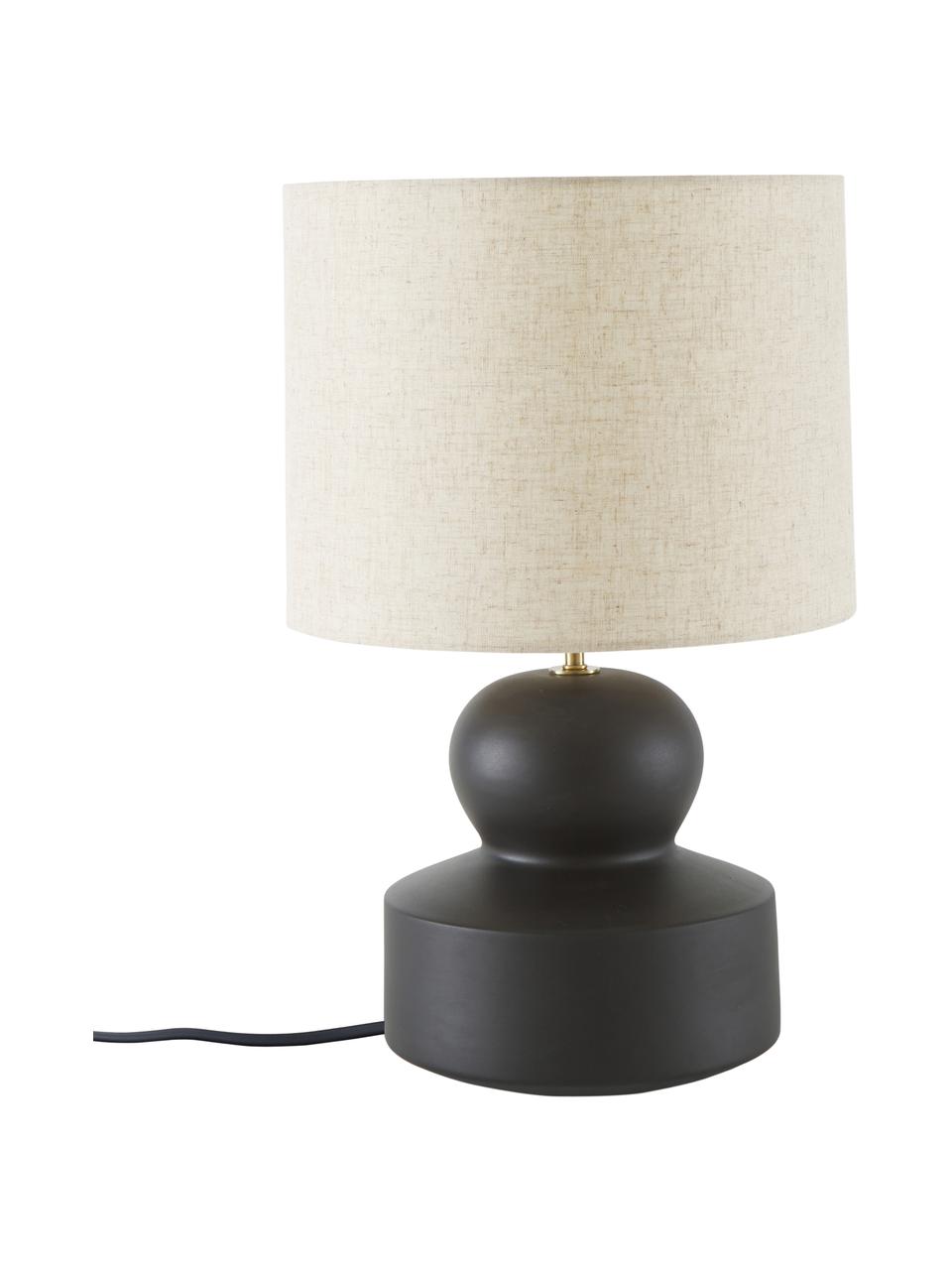 Lámpara de mesa grande de cerámica Georgina, Pantalla: tela, Cable: plástico, Beige, negro, Ø 33 x Al 52 cm
