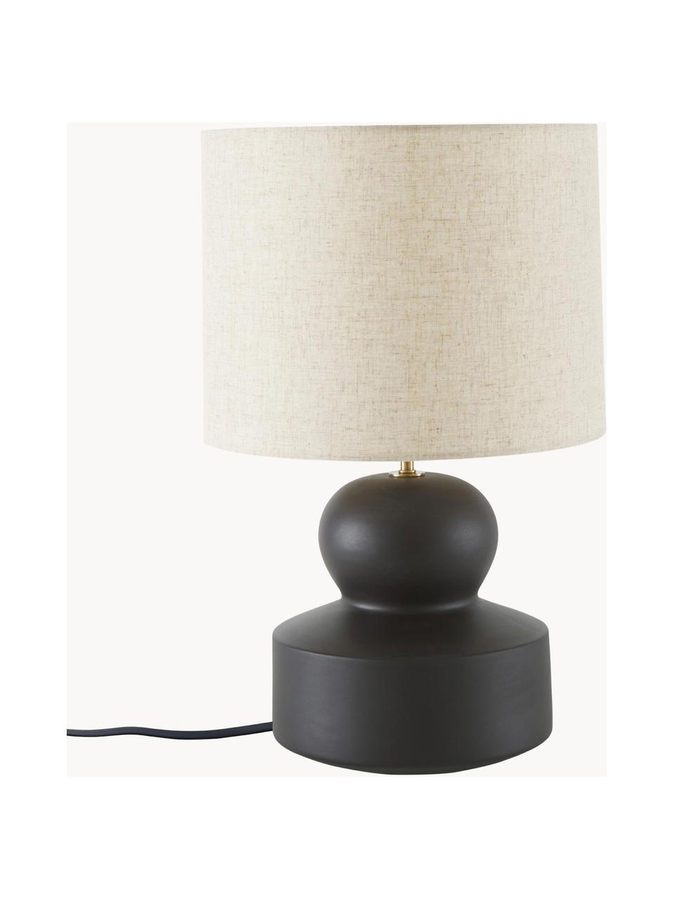 Grande lampe à poser en céramique Georgina, Beige, noir, Ø 33 x haut. 52 cm