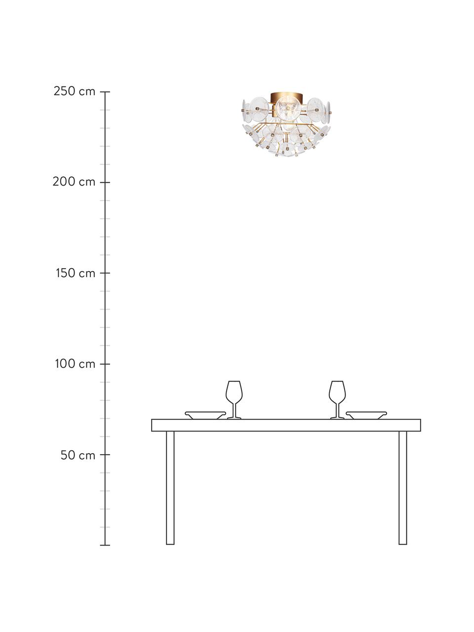 Plafondlamp Retrow in mat goud, Plaat: glas, Goudkleurig, transparant, Ø 50 x H 34 cm