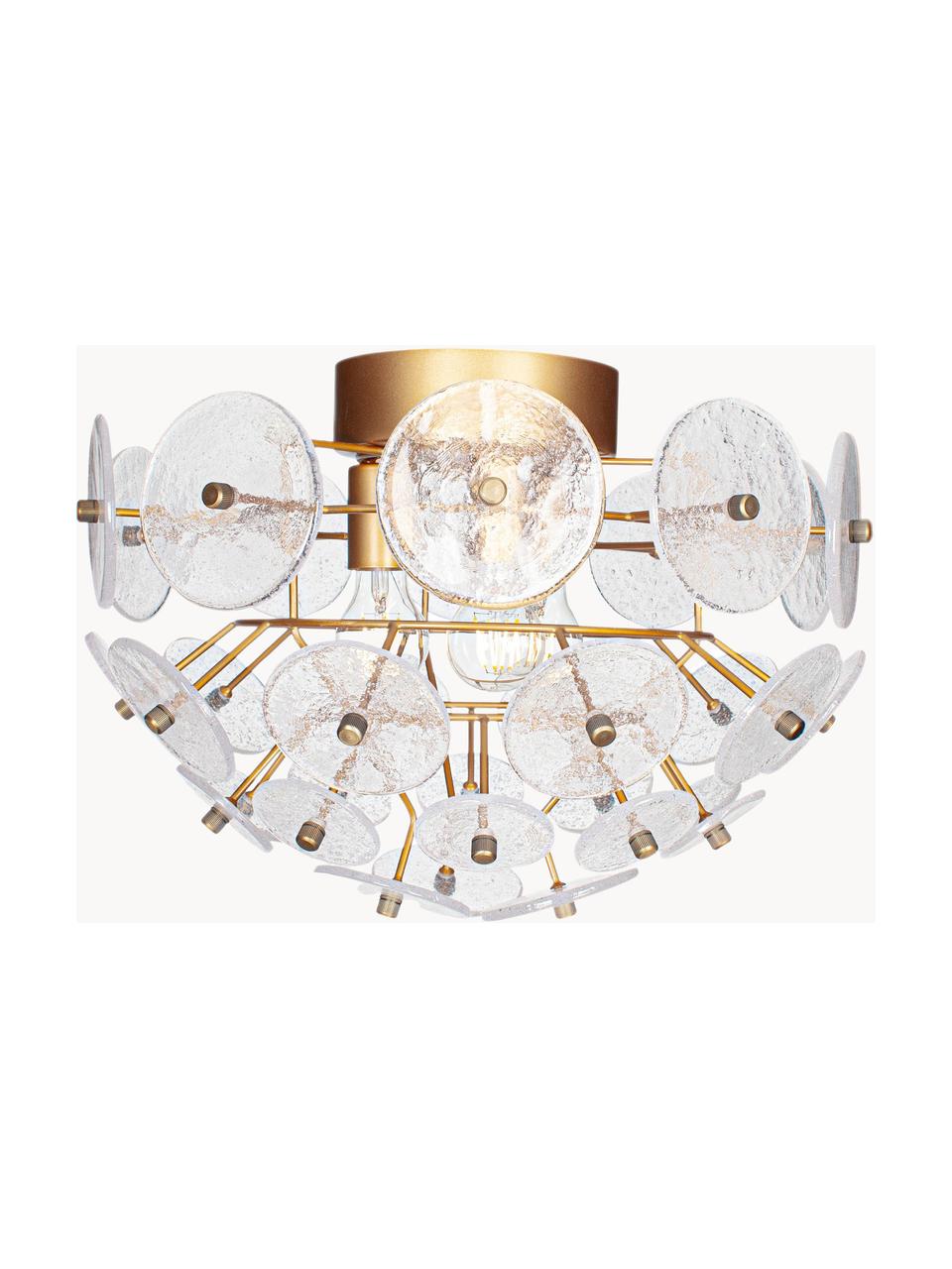 Stropná lampa Retrow, Priehľadná, zlatá, Ø 50 x V 34 cm