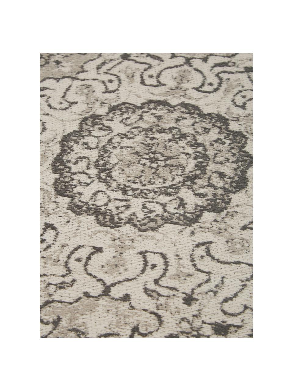 Vintage chenille vloerkleed Sofia in beige-grijs, handgeweven, Bovenzijde: 95% katoen, 5% polyester, Onderzijde: 100% katoen, Beige, grijs, B 160 x L 230 cm (maat M)