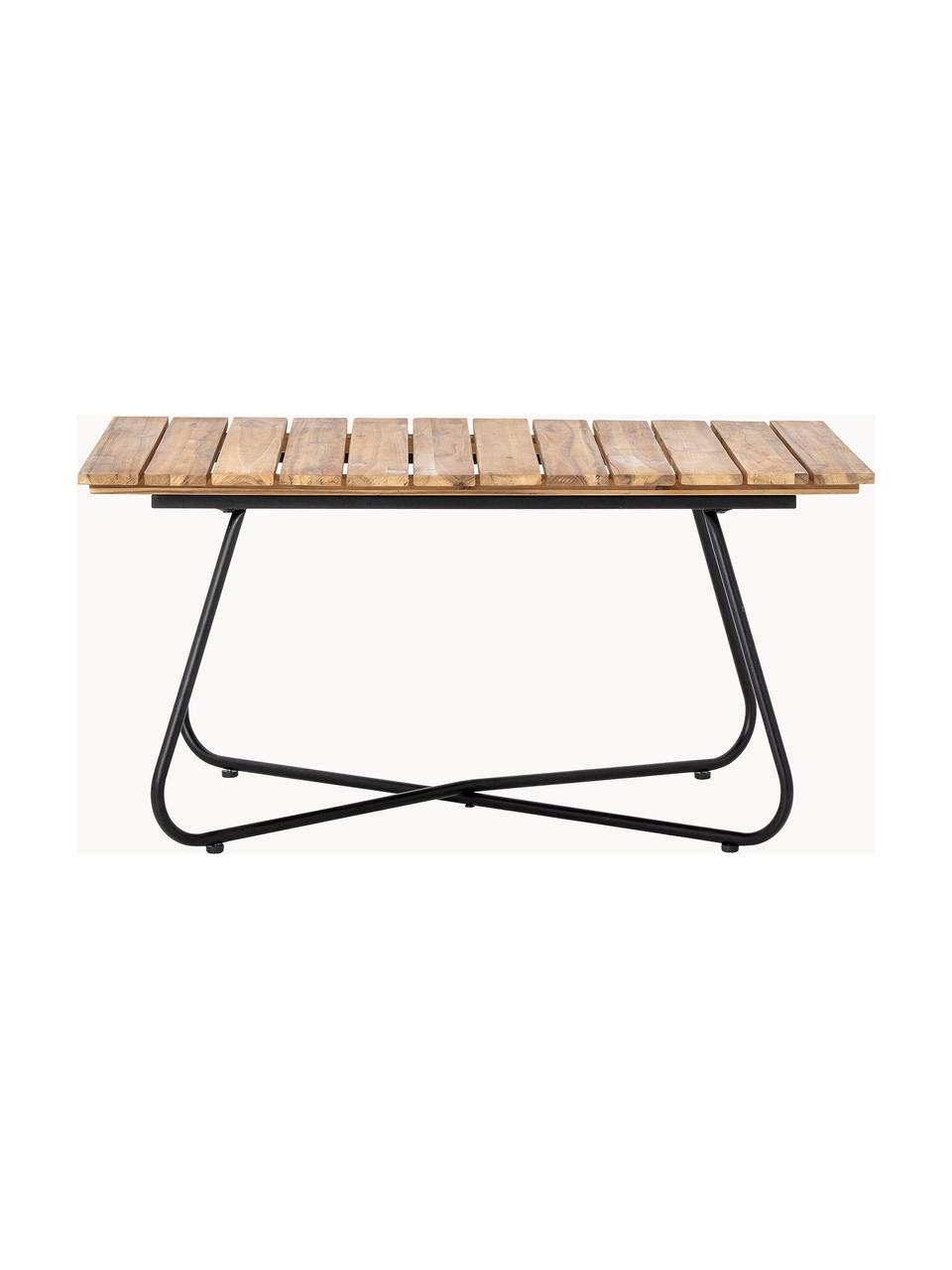 Mesa de centro para exterior de madera de acacia Hampton, Tablero: madera de acacia, Estructura: metal recubierto, Marrón claro, negro, An 90 x F 60 cm