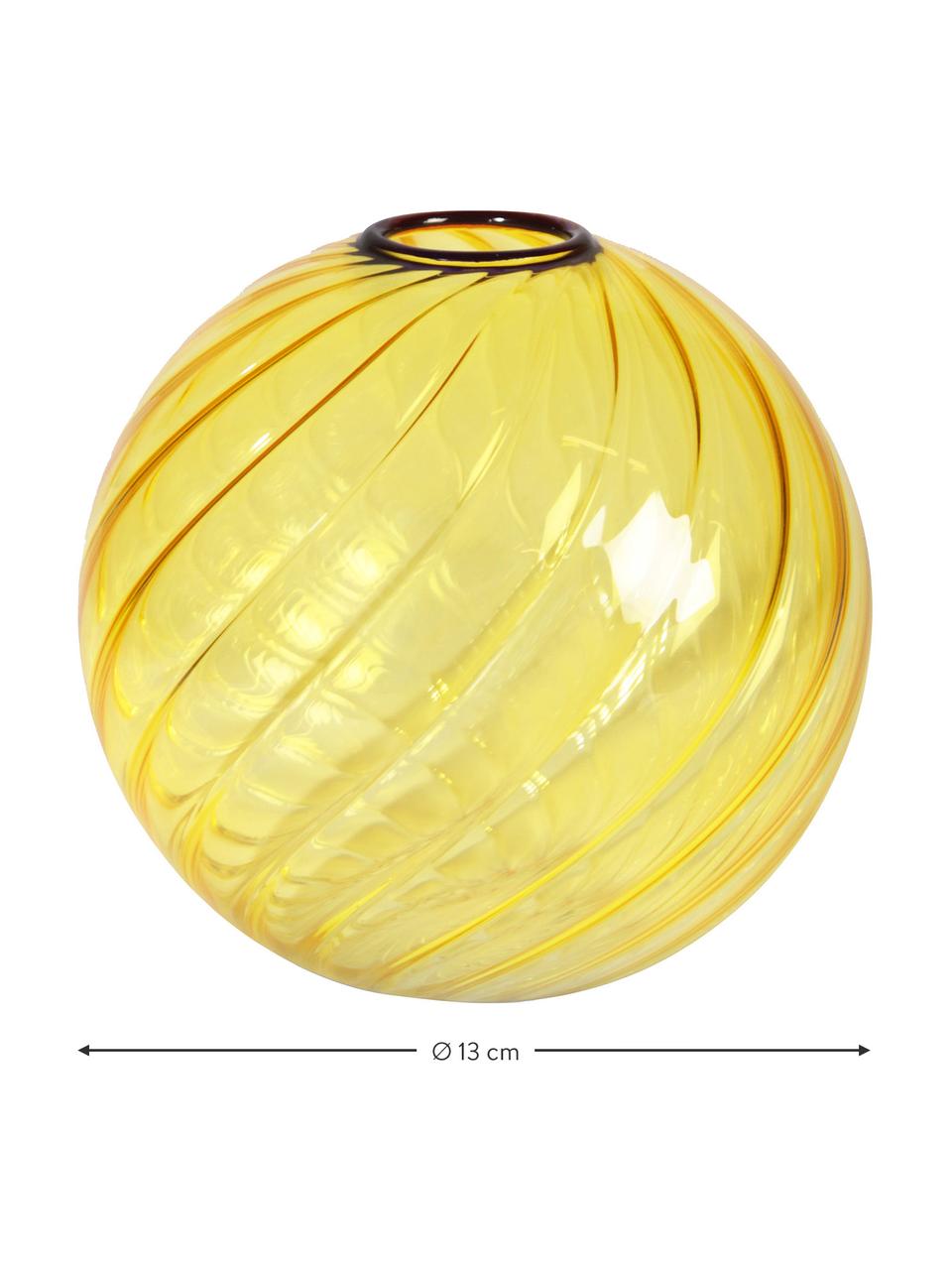 Piccolo vaso in vetro giallo Spiral, Vetro, Giallo, Ø 13 x Alt. 13 cm