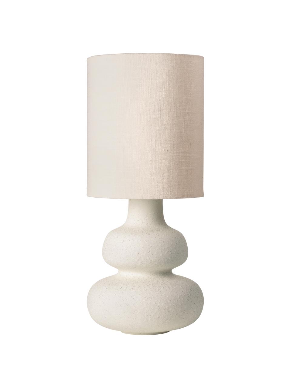 Große Tischlampe Dandie aus Keramik, Lampenschirm: Stoff, Lampenfuß: Keramik, Beige, Ø 26 x H 61 cm