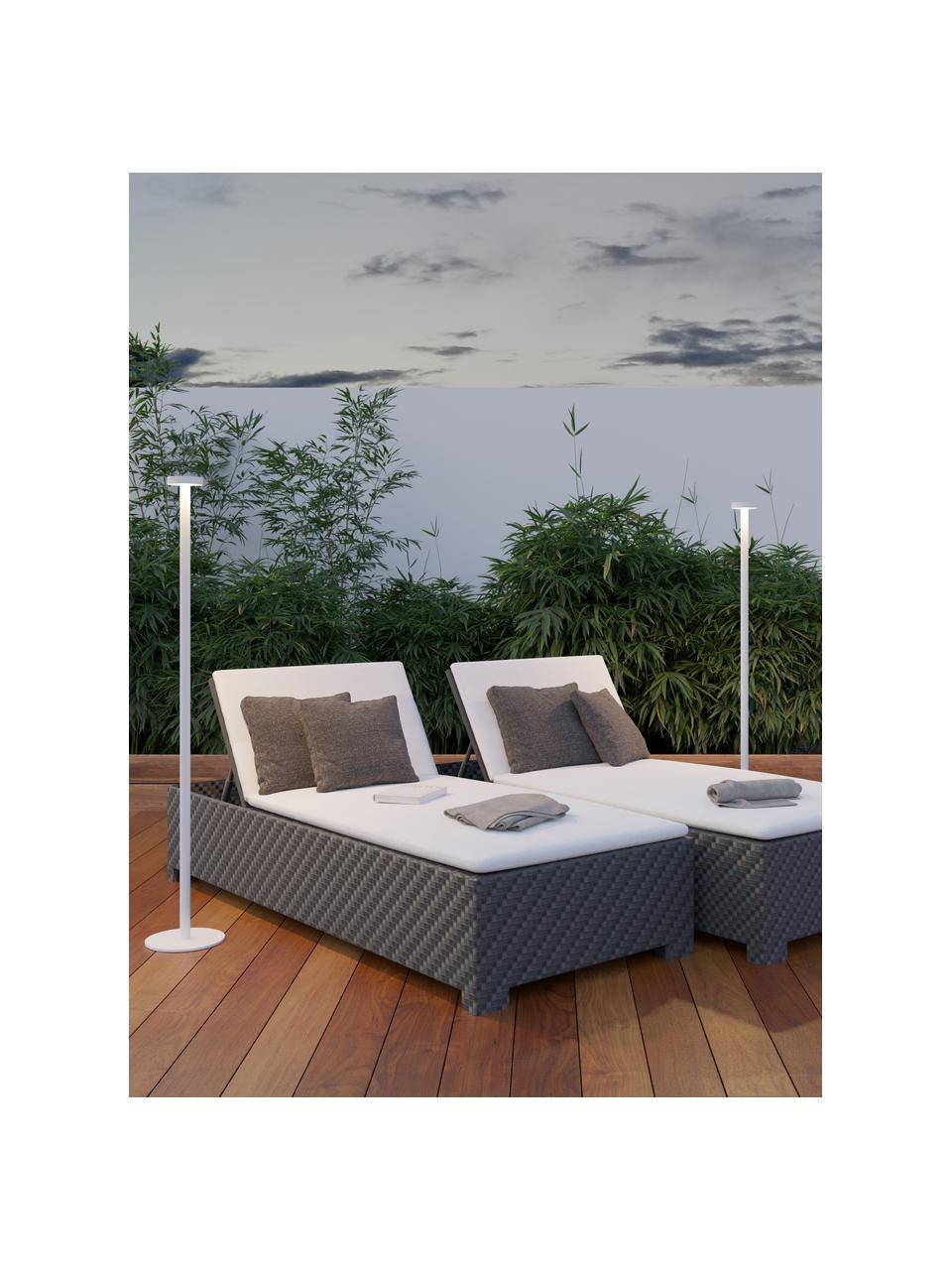 Dimbare LED outdoor vloerlamp Boro, Lamp: gecoat aluminium, Wit, H 120 cm