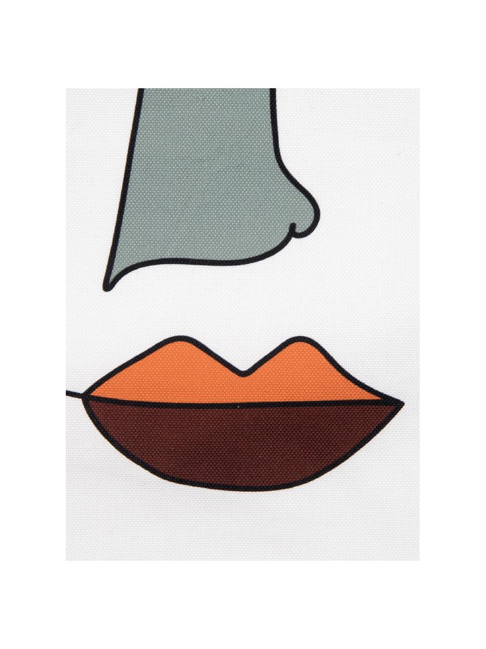 Kissenhülle Adrian mit abstraktem Print in Bunt, Webart: Panama, Weiss, Mehrfarbig, 40 x 40 cm