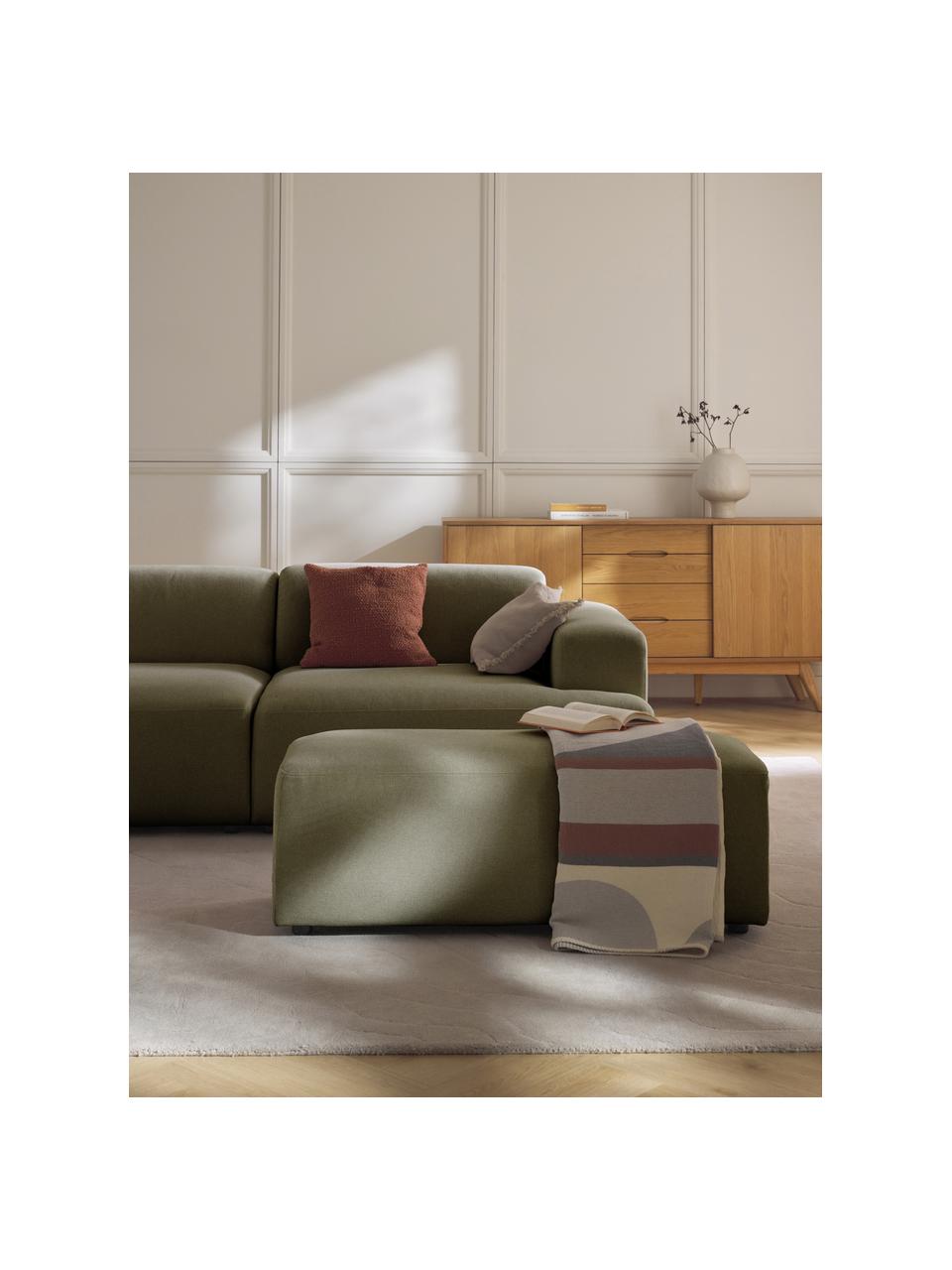 Pouf XL Melva, larg 116 x prof. 42 cm, Tissu vert olive, larg. 116 x prof. 42 cm