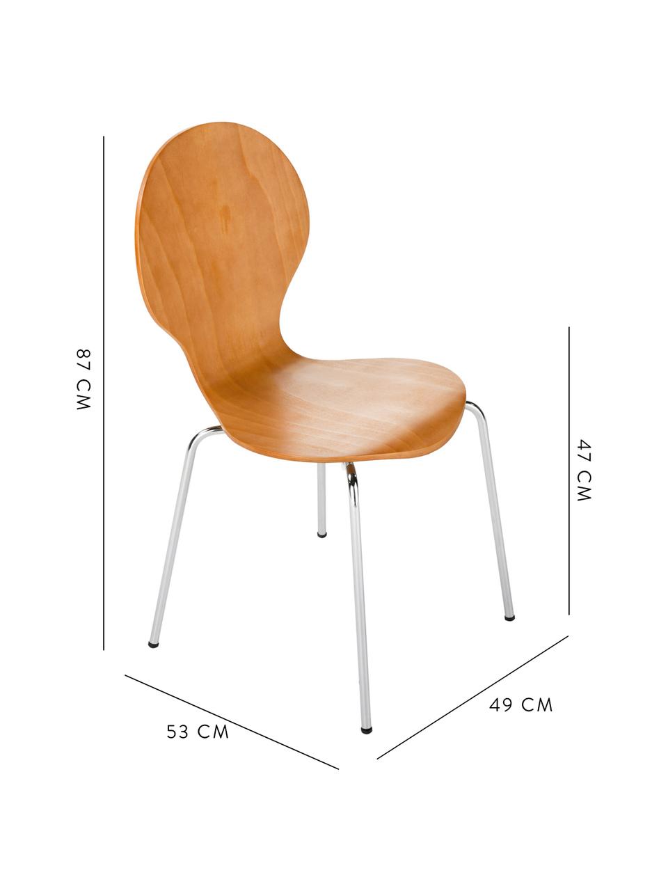 Eetkamerstoelen Marcus, 4 stuks, Frame: verchroomd staal, Bruin, 49 x 87 cm