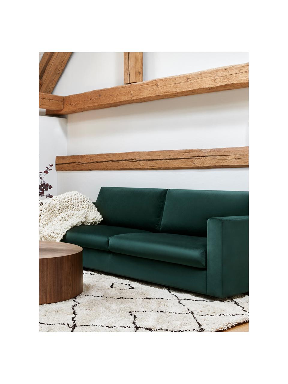 Sofa z aksamitu Balmira (3-osobowa), Tapicerka: aksamit (poliester) 100 0, Nogi: lite drewno brzozowe, lak, Aksamitny ciemny zielony, S 240 x G 96 cm