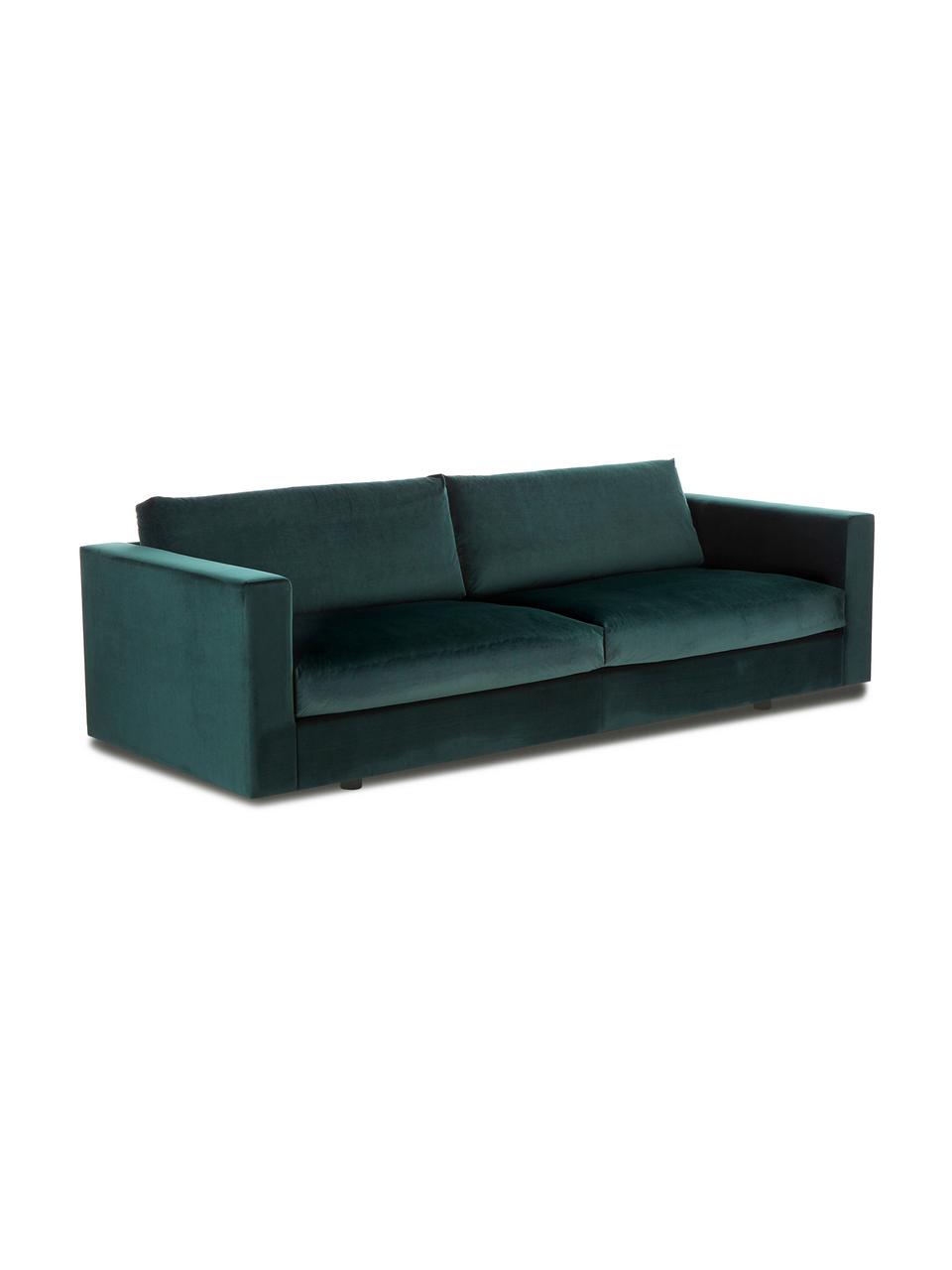 Sofa z aksamitu Balmira (3-osobowa), Tapicerka: aksamit (poliester) 100 0, Nogi: lite drewno brzozowe, lak, Aksamitny ciemny zielony, S 240 x G 96 cm