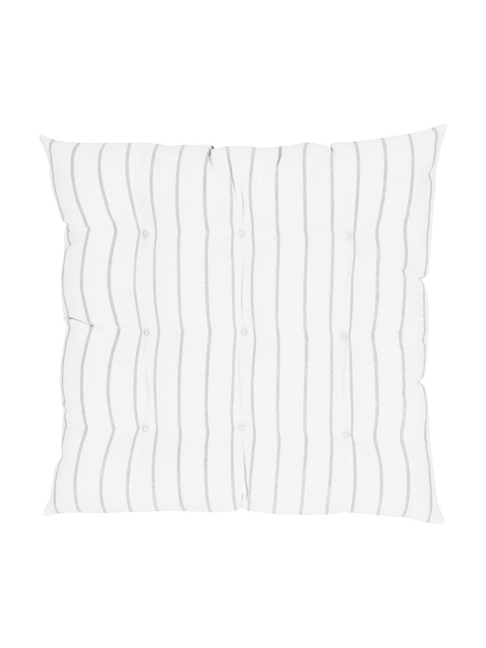 Coussin de chaise à rayures Ludmilla, Gris clair, blanc crème