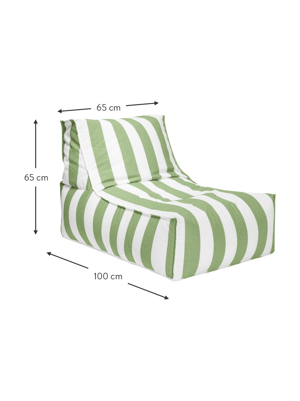 Outdoorzitzak Korfu in groen/wit, Bekleding: 100% polypropyleen, teflo, Groen, wit, B 65 x D 100 cm