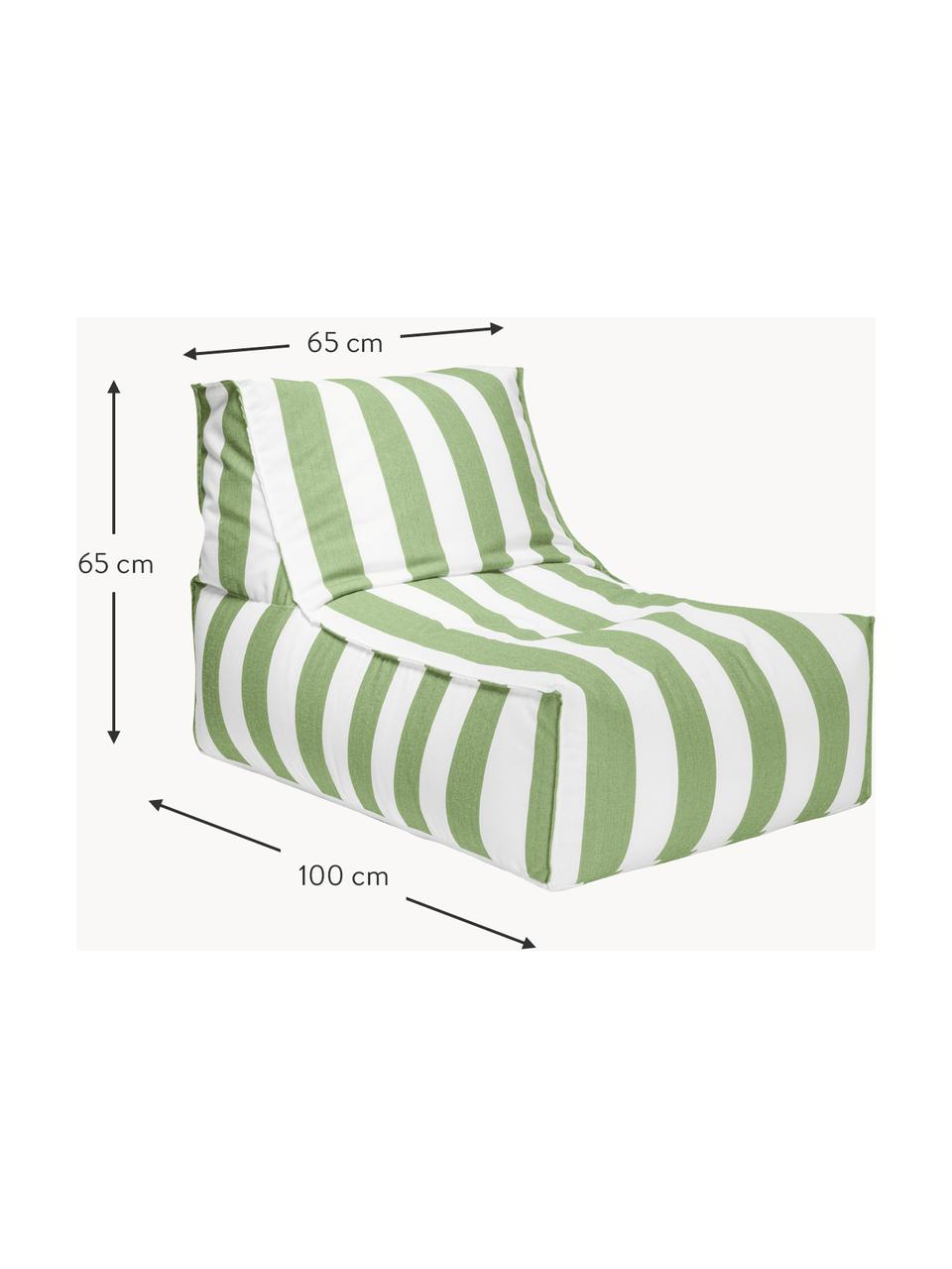 Poltrona sacco da esterno Korfu, Rivestimento: 100% polipropilene, rives, Verde, bianco, Larg. 65 x Prof. 100 cm