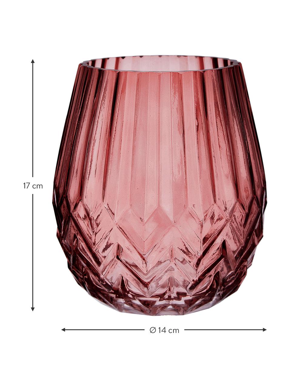 Vase en verre Luna, Verre, Rose, Ø 14 x haut. 17 cm