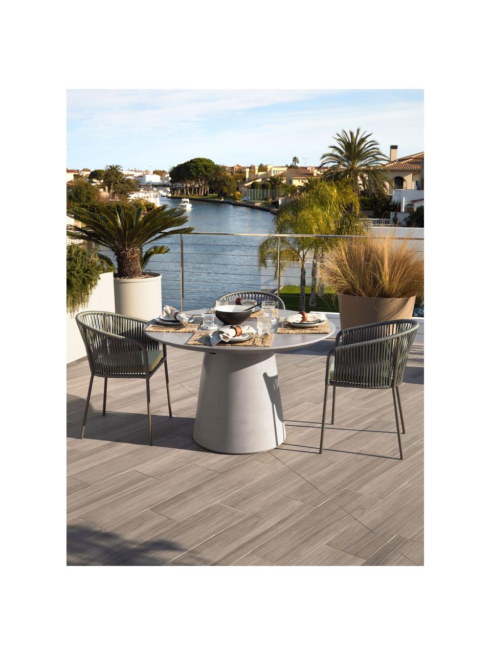 Sedia da giardino Yanet, Rivestimento: 100% poliestere, Struttura: metallo zincato, Tessuto beige, verde scuro, Larg. 56 x Prof. 55 cm
