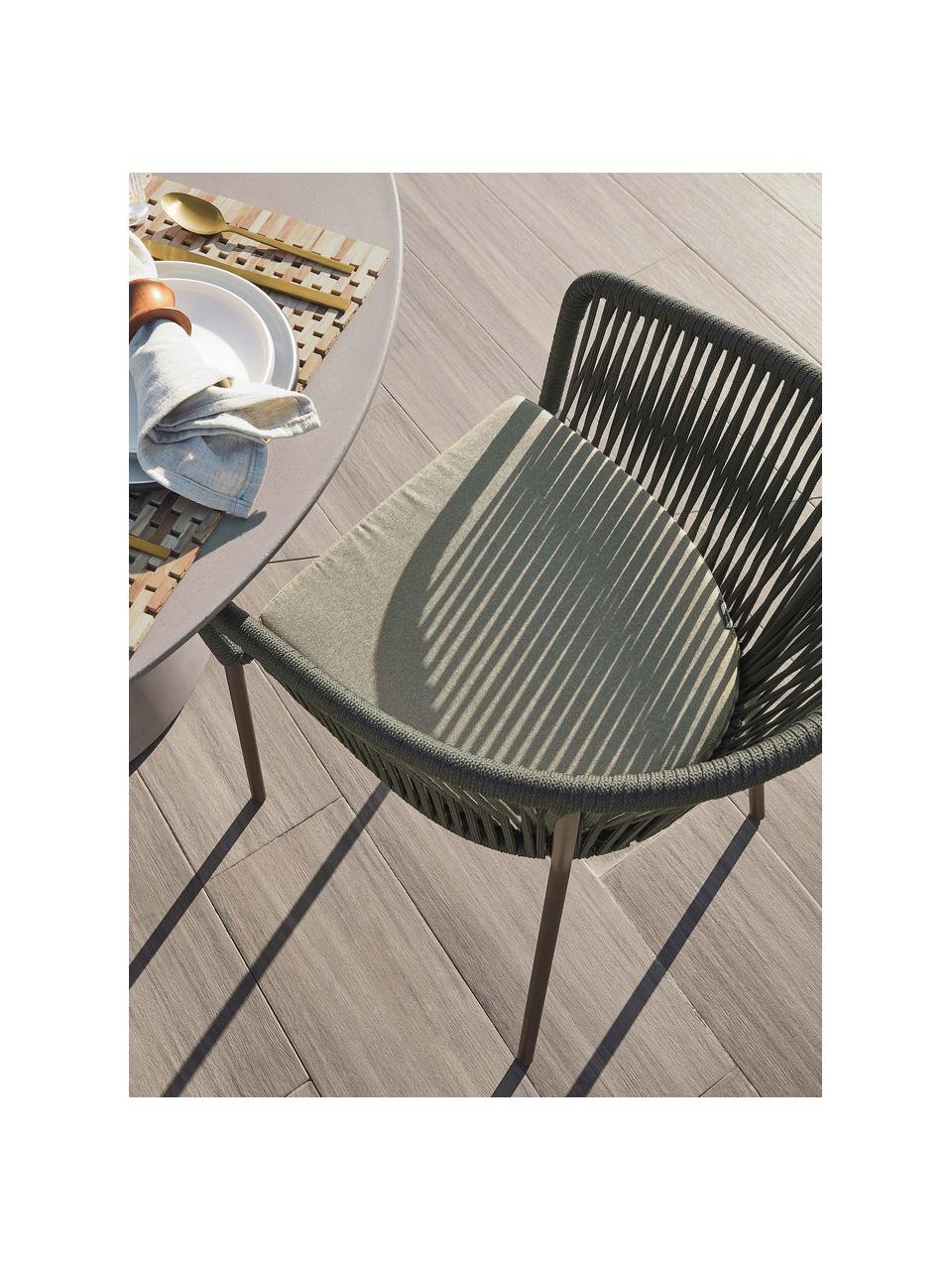 Chaise de jardin Yanet, Vert foncé, tissu beige, larg. 56 x prof. 55 cm
