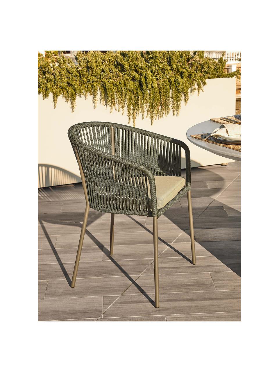 Zahradní židle Yanet, Tmavě zelená, béžová, Š 56 cm, H 55 cm