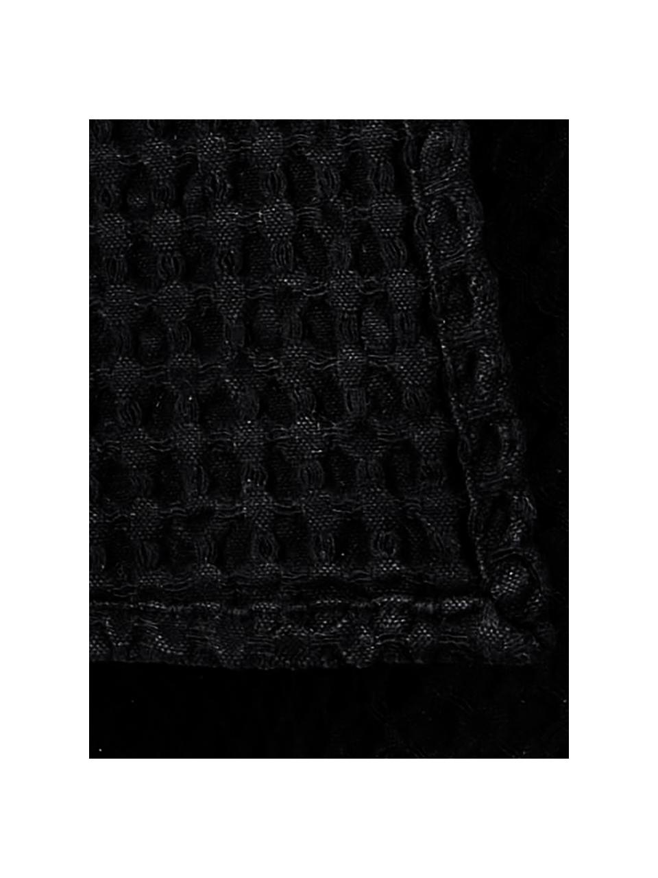 Paños de cocina con estructura gofre Wanda, 2 uds., Algodón orgánico, Negro, An 50 x L 70 cm