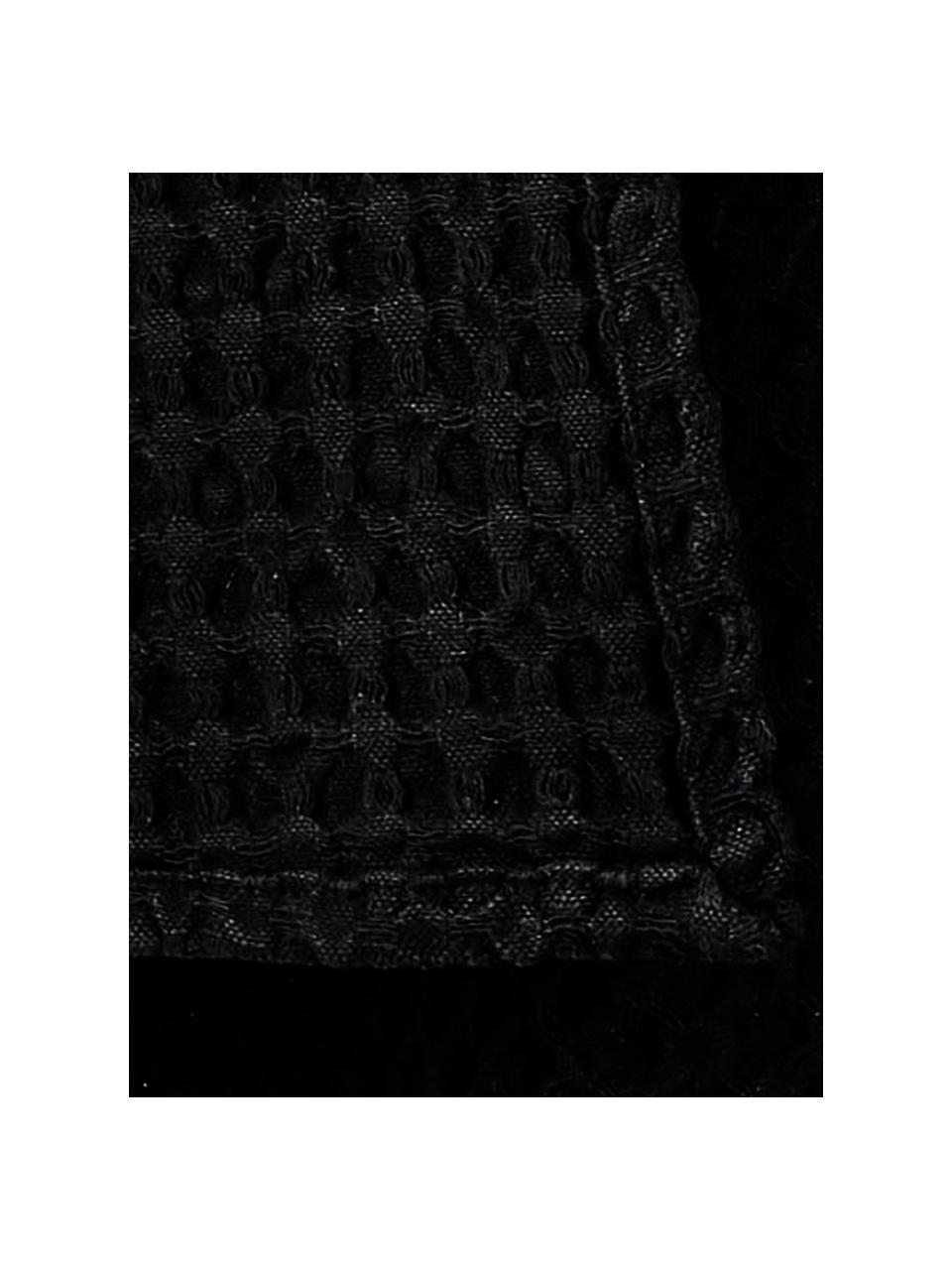 Torchons en tissu gaufré Wanda, 2 pièces, Coton bio, Noir, larg. 50 x long. 70 cm