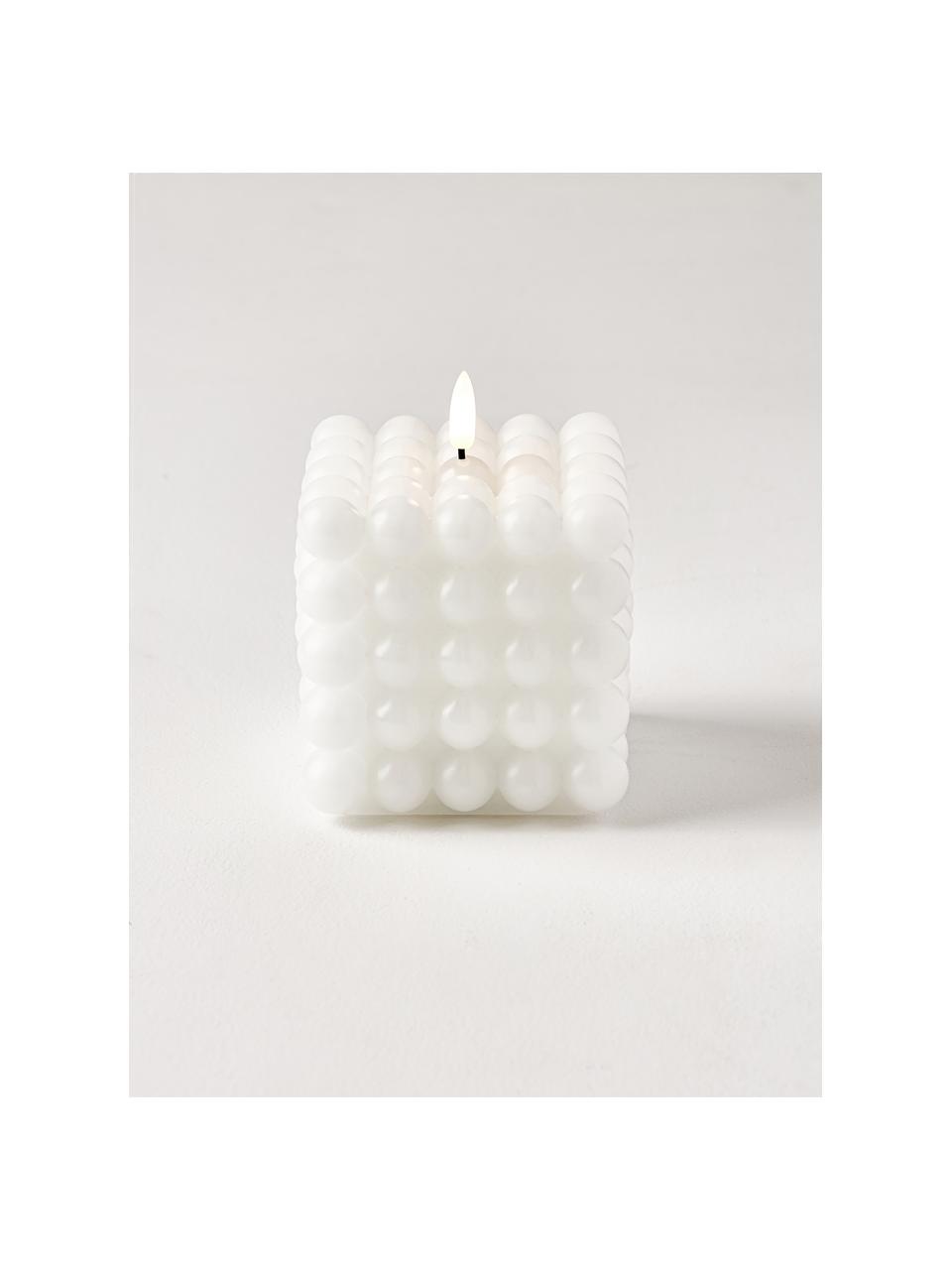 Batteriebetriebene LED-Kerze Bolle mit Flackerfunktion, Wachs, Kunststoff, Weiß, B 10 x H 13 cm