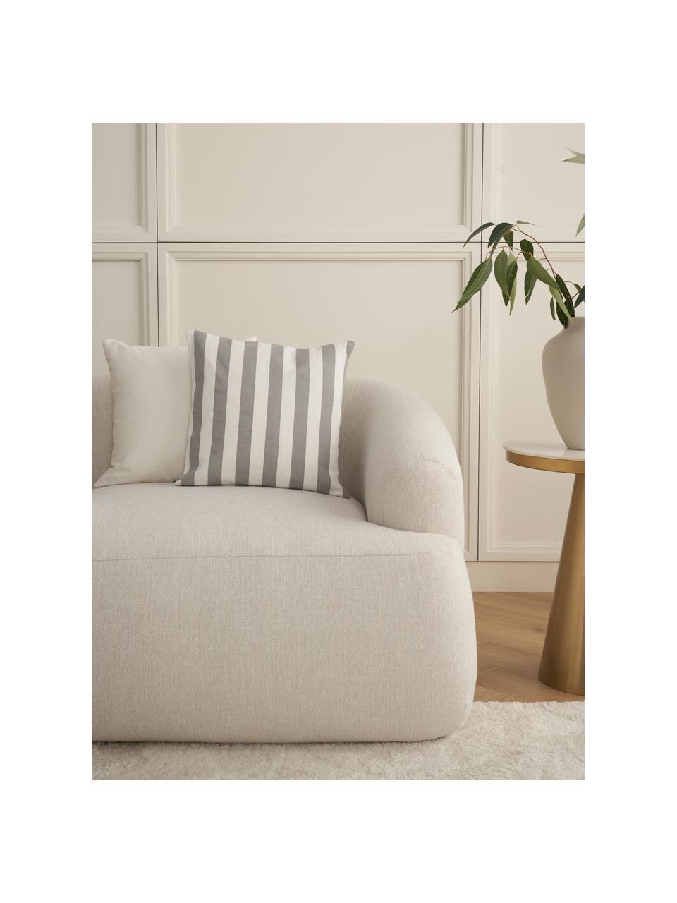 Housse de coussin rayée Timon, 100 % coton, Gris, blanc, larg. 40 x long. 40 cm