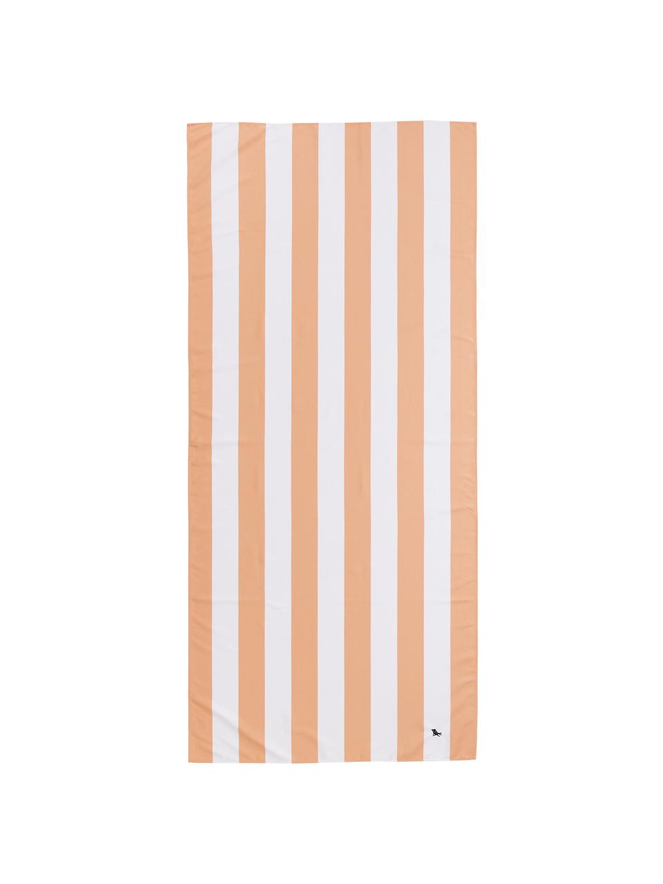 Ręcznik plażowy z mikrofibry Cabana, Pomarańczowy, biały, S 90 x D 200 cm