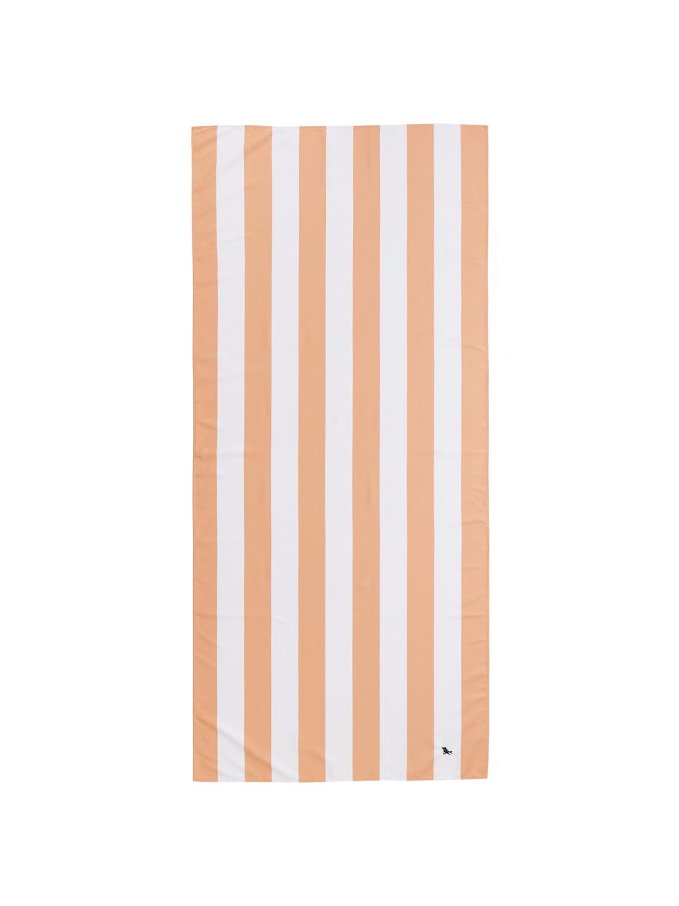 Toalla de playa de microfibras Cabana, Naranja, blanco, An 90 x L 200 cm