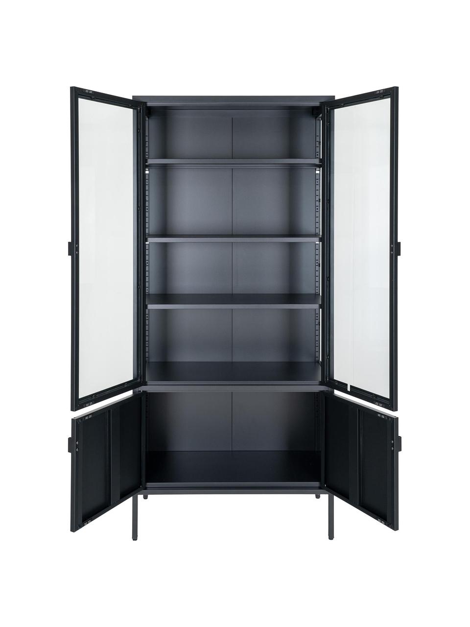 Vitrina Brisbane, Estructura: acero con pintura en polv, Negro, An 80 x Al 180 cm