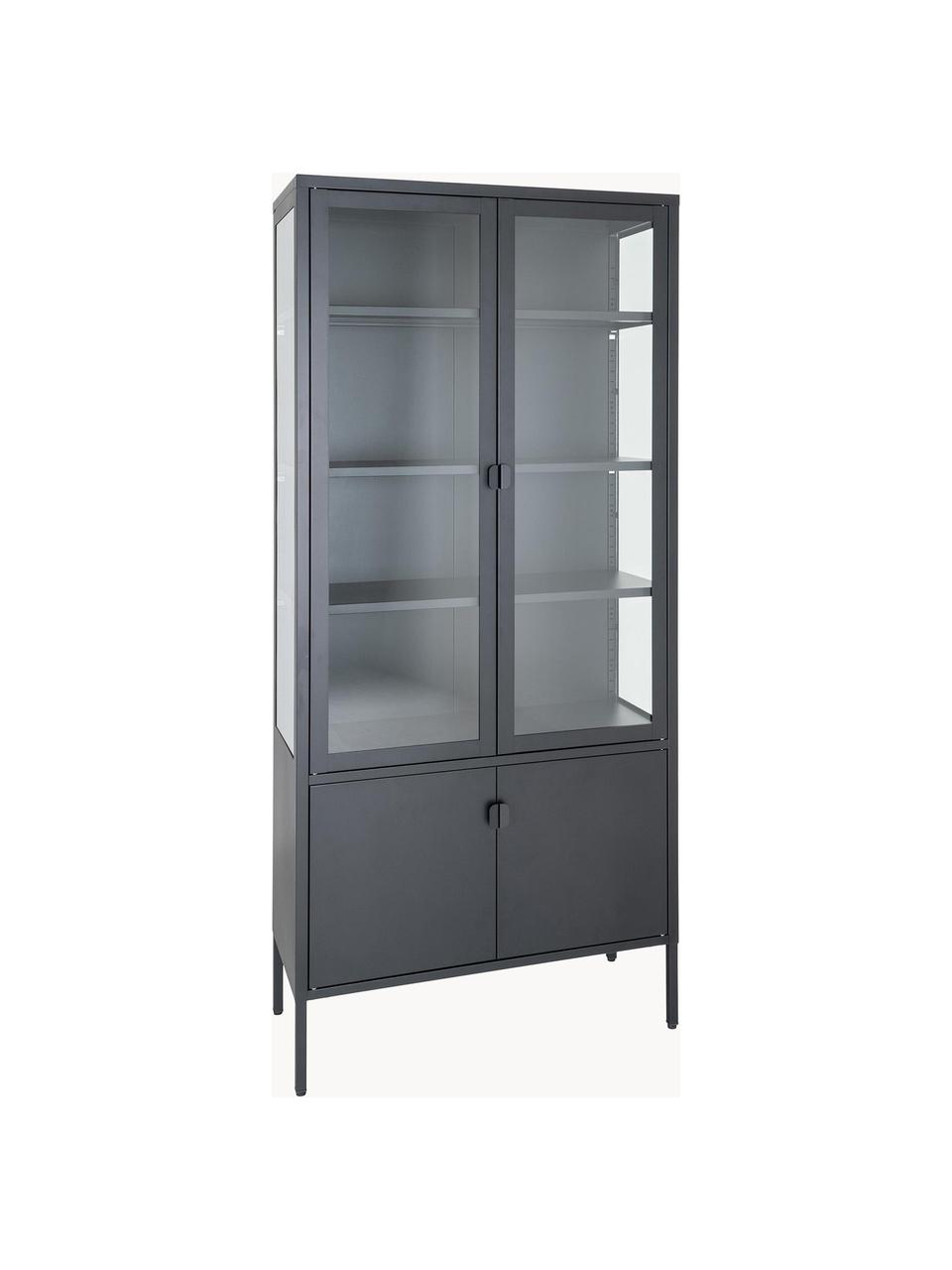 Vitrina Brisbane, Estructura: acero con pintura en polv, Negro, An 80 x Al 180 cm
