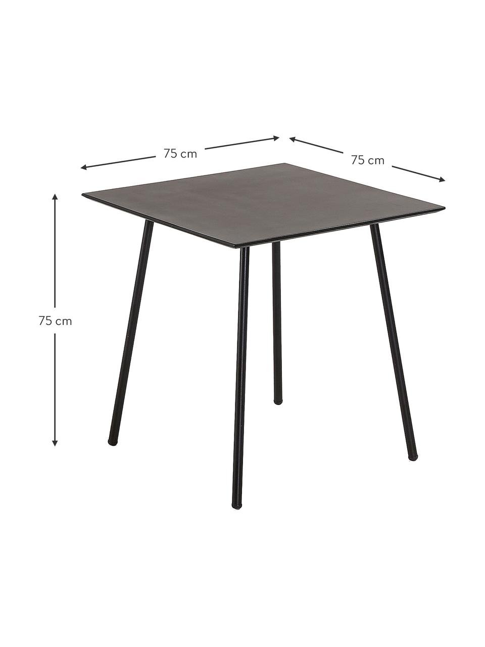 Kleiner Metall-Esstisch Mathis, 75 x 75 cm, Tischplatte: Verzinkte Stahl- und Zeme, Beine: Metall, Pulverbeschichtet, Schwarz, B 75 x T 75 cm