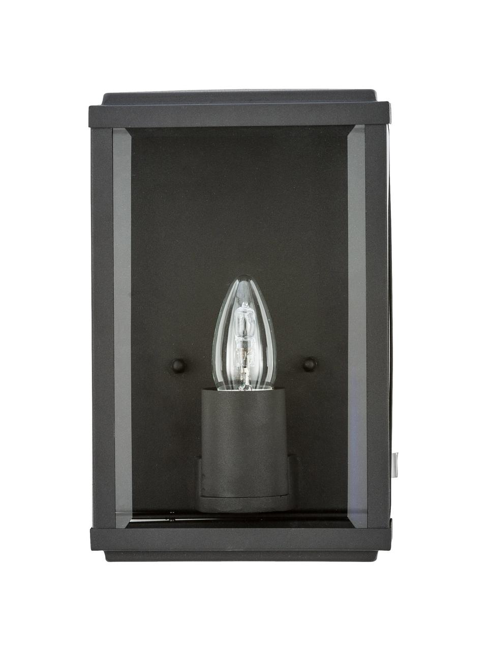 Außenwandleuchte Wally mit Glasschirm, Lampenschirm: Glas, Schwarz, Transparent, B 16 x H 25 cm