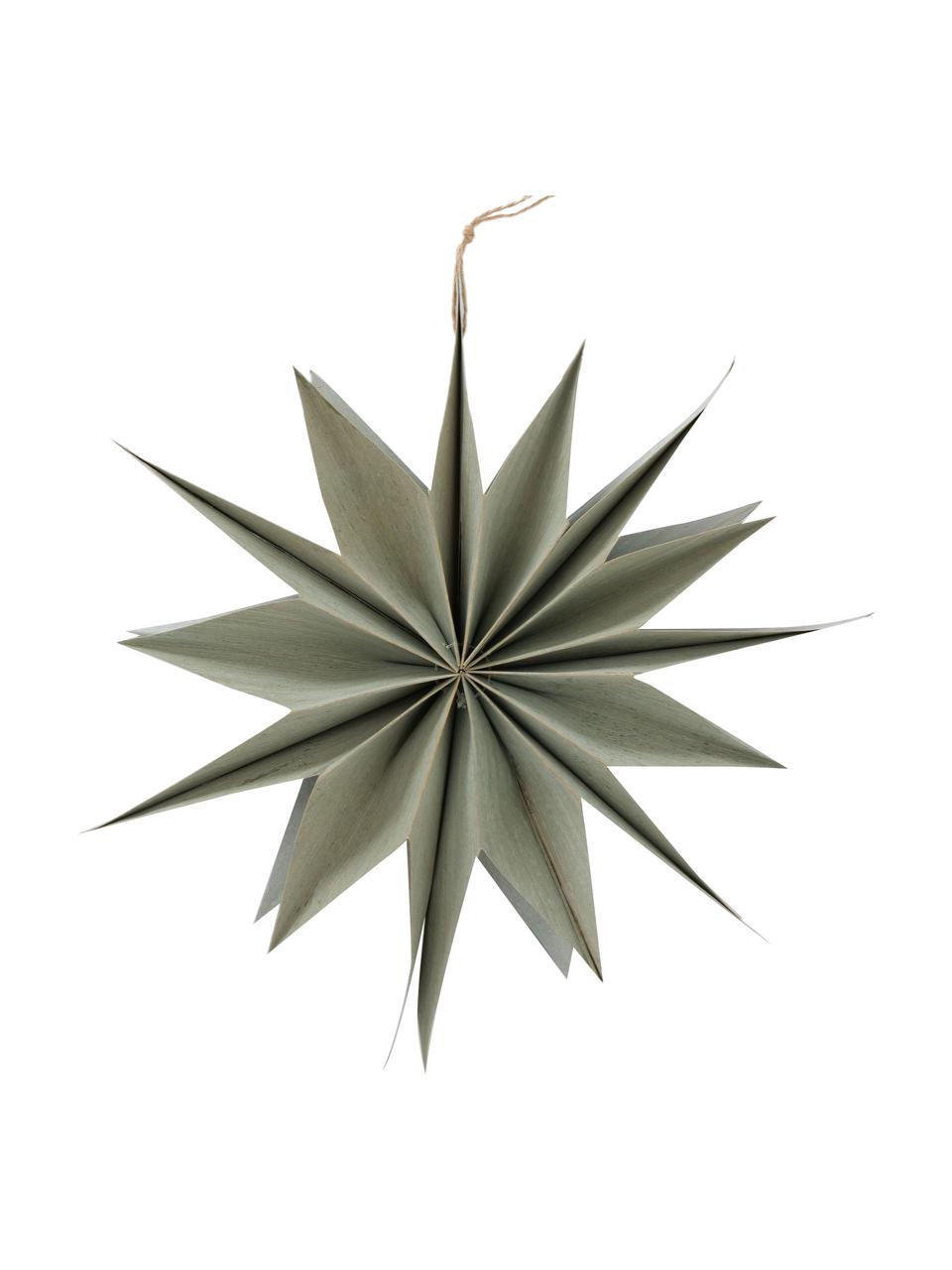 Sada ručně vyrobených závěsných hvězd Kassia, 2 díly, Bambusová pletenina, Olivově zelená, Ø 40 cm, H 8 cm