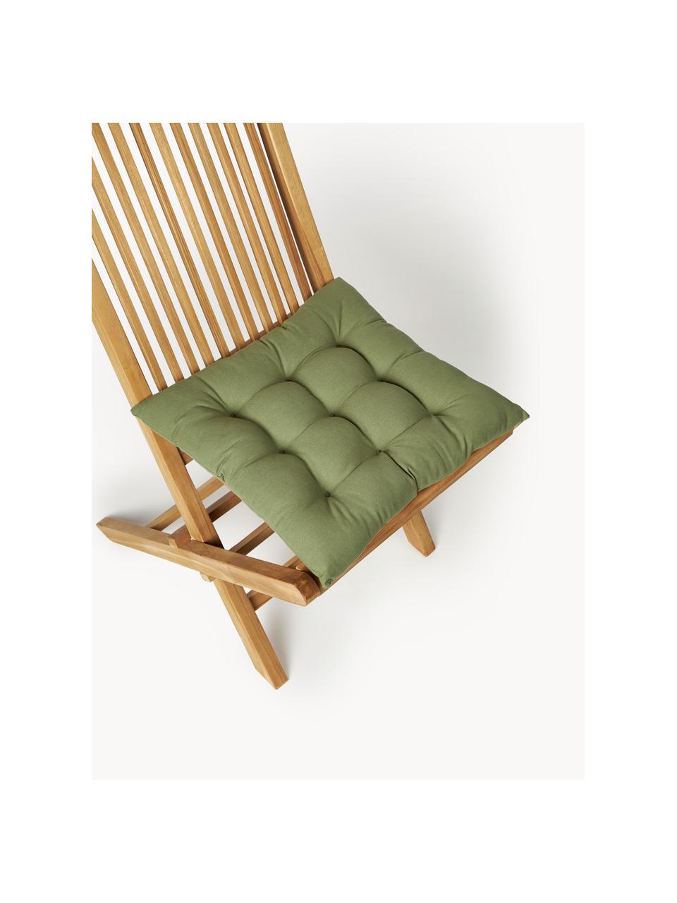Cojines de asiento Ava, 2 uds., Funda: 100% algodón, Verde oliva, An 40 x L 40 cm