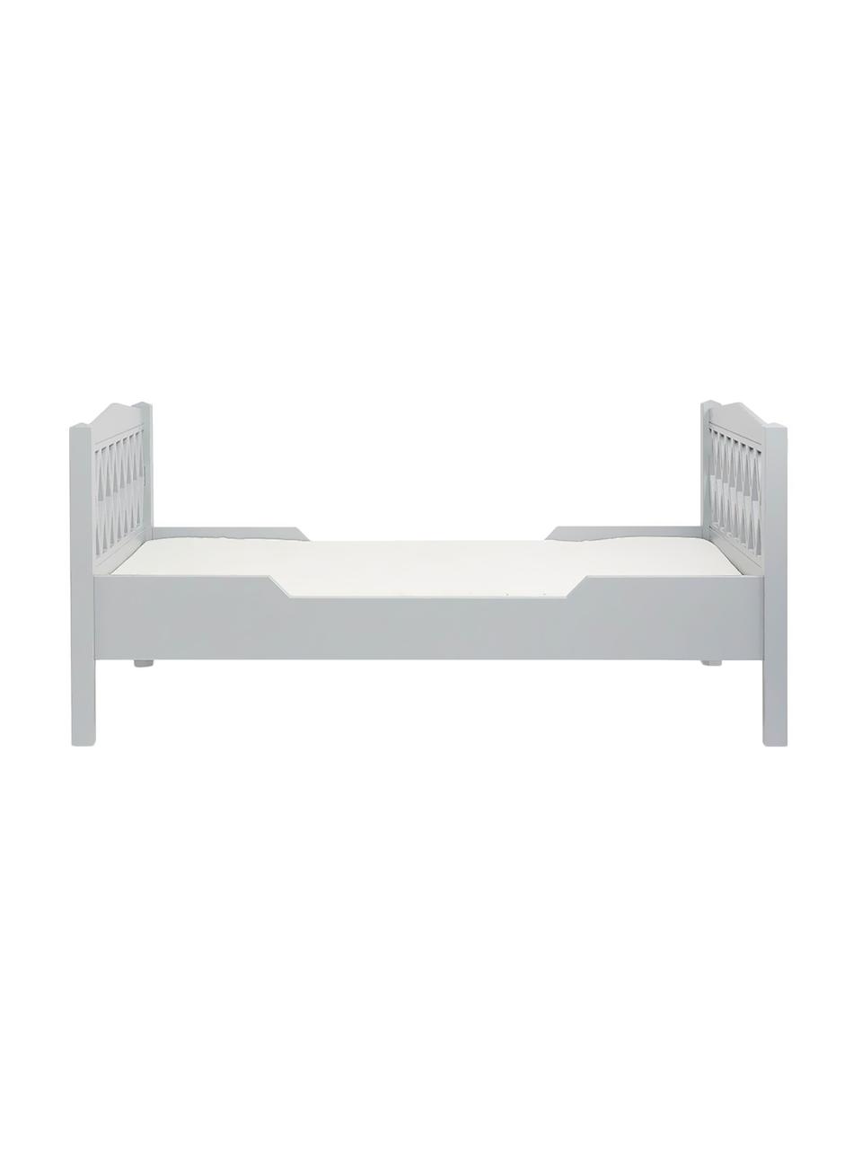 Cama infantil de madera gris para niños Harlequin, Madera de pino, tablero de fibras de densidad media (MDF), pintado con pintura libre de COV, Gris, An 100 x L 170 cm