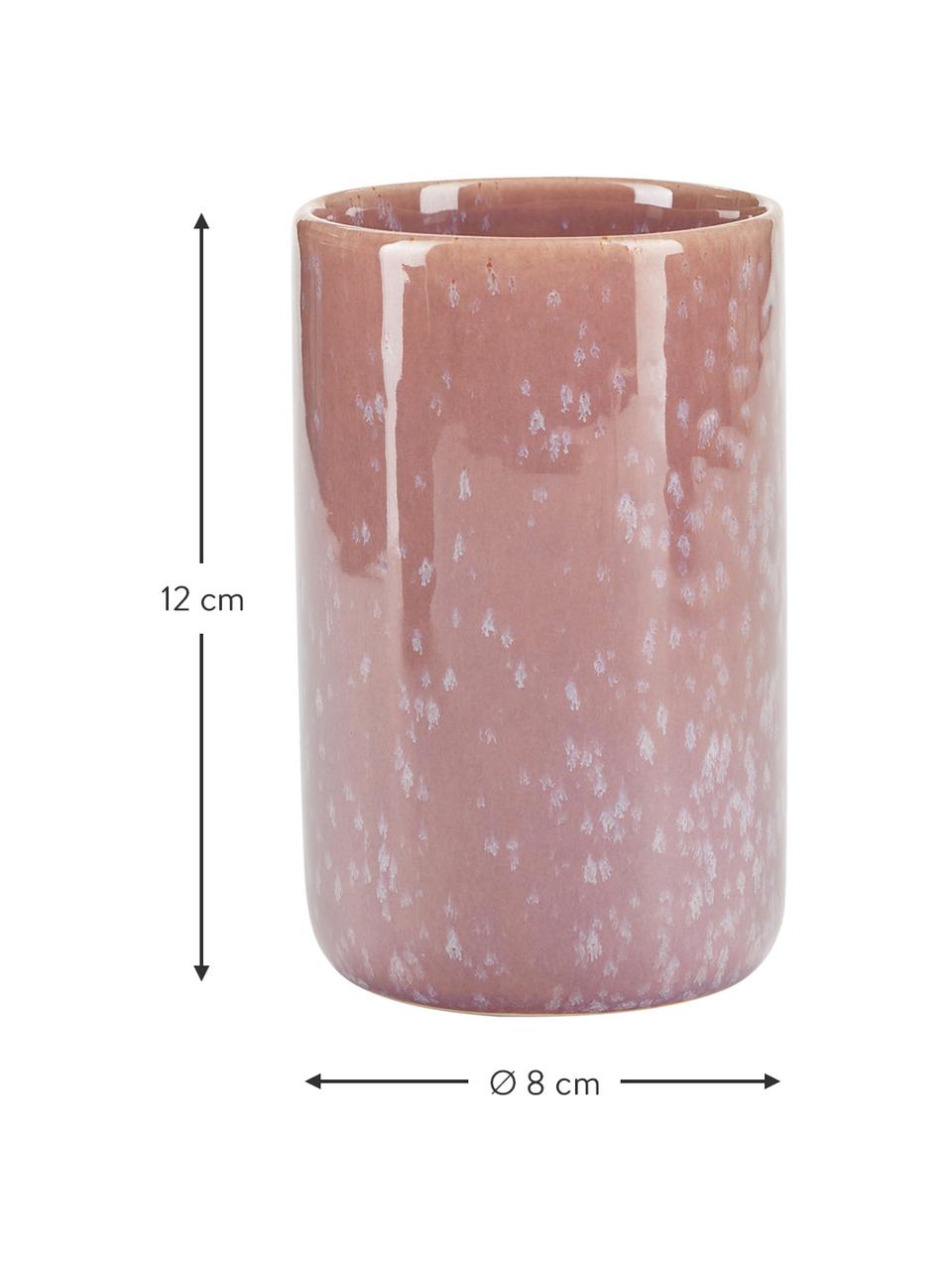 Keramický pohár na zubné kefky Mineral, Keramika, Ľaliová, bledoružová, Ø 8 x V 12 cm