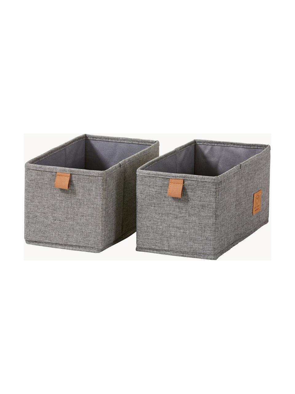 Boîtes de rangement Premium, 2 pièces, Gris foncé, brun, larg. 15 x haut. 30 cm