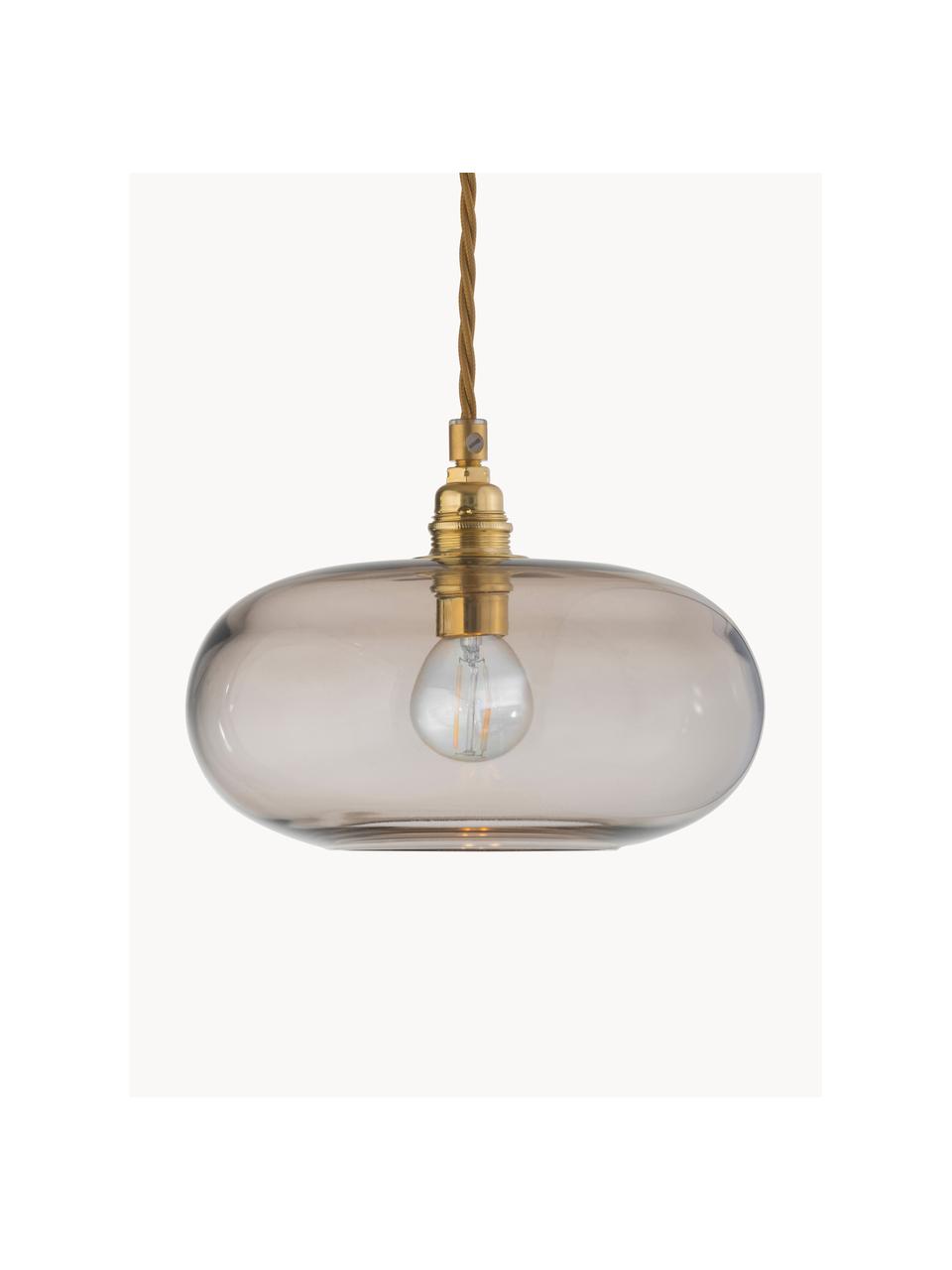 Lámpara de techo pequeño Horizon, Pantalla: vidrio tintado, Estructura: metal recubierto, Cable: cubierto en tela, Beige, dorado, Ø 21 x Al 14 cm