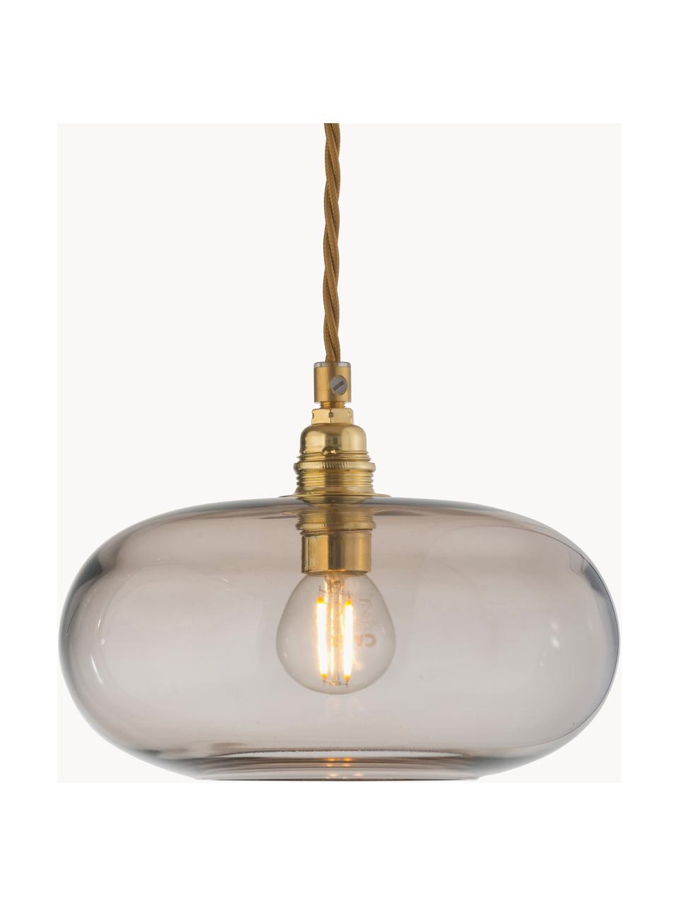Lámpara de techo pequeño Horizon, Pantalla: vidrio tintado, Estructura: metal recubierto, Cable: cubierto en tela, Beige, dorado, Ø 21 x Al 14 cm